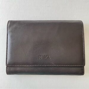 Emporio Armani Dark Brown Leather Trifold Wallet